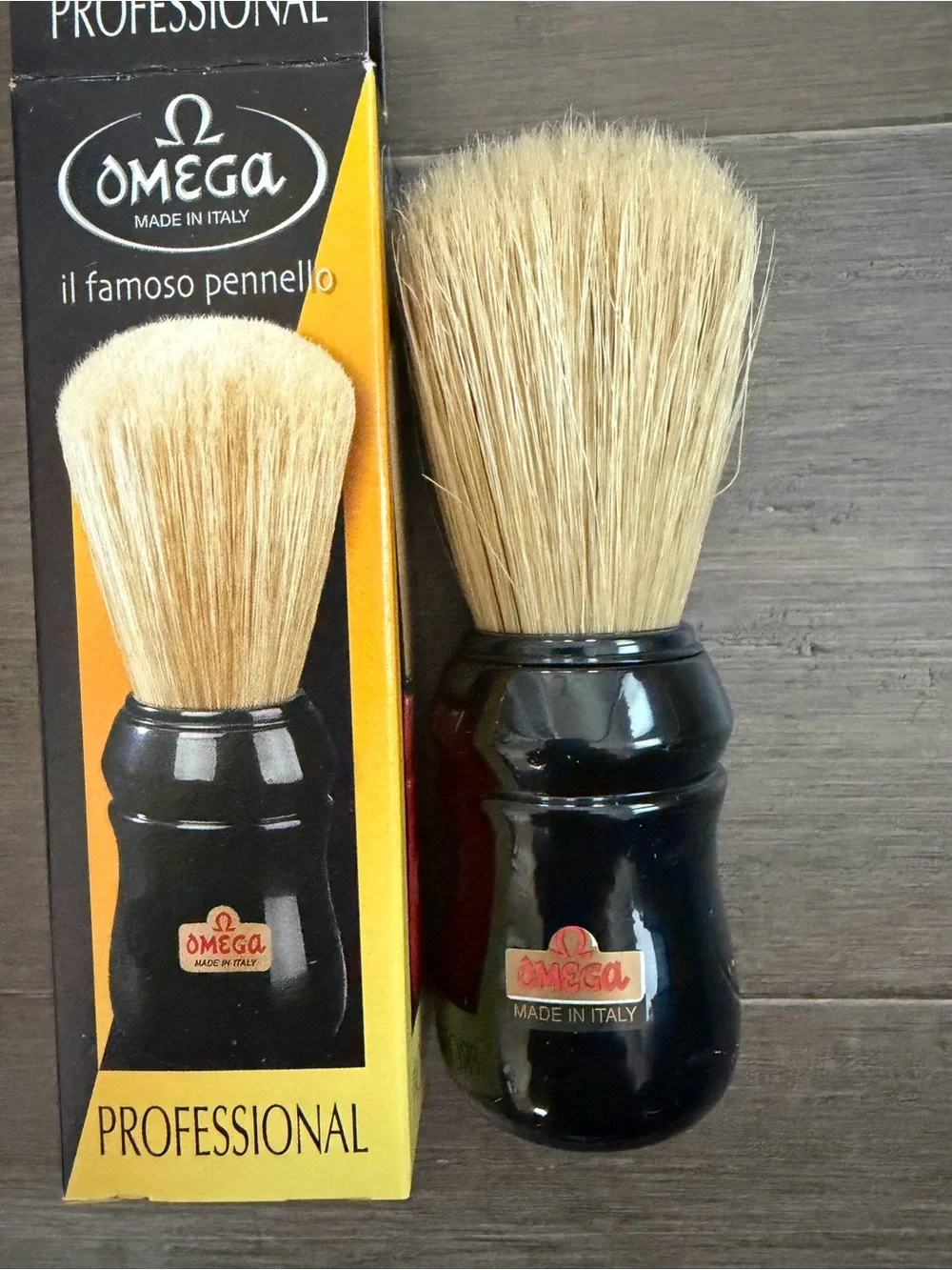 Lot of two Omega Shaving Brushes with premium Natural Boar Bristles
